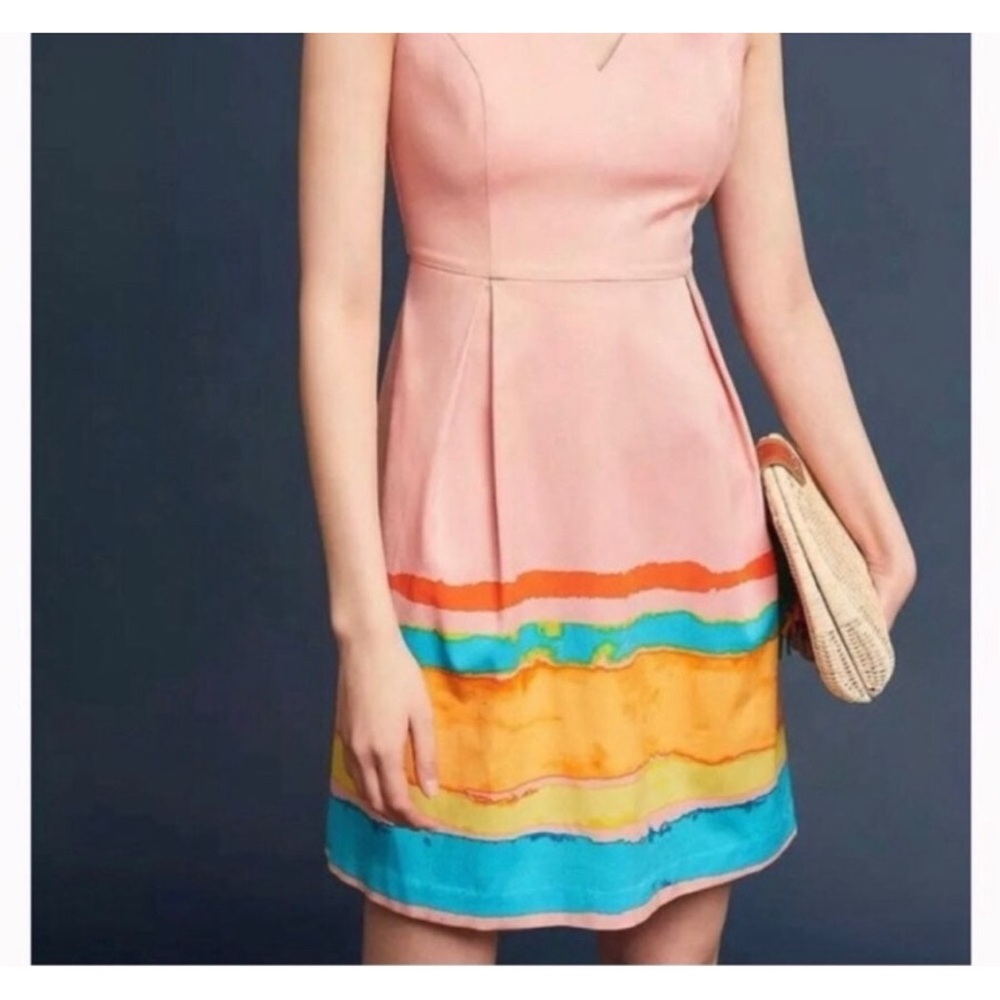 Anthropologie x Tracy Reese Painterly Watercolor Dress V-Neck NWT SZ 14 (L) - Picture 2 of 11